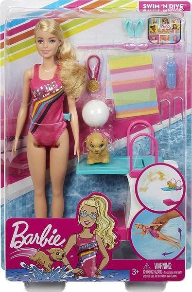 УЦІНКА (Примʼята коробка) Лялька Барбі Чемпіон із плавання Barbie Dreamhouse Adventures Swim 'n Dive Doll GHK23 КБ0092 фото