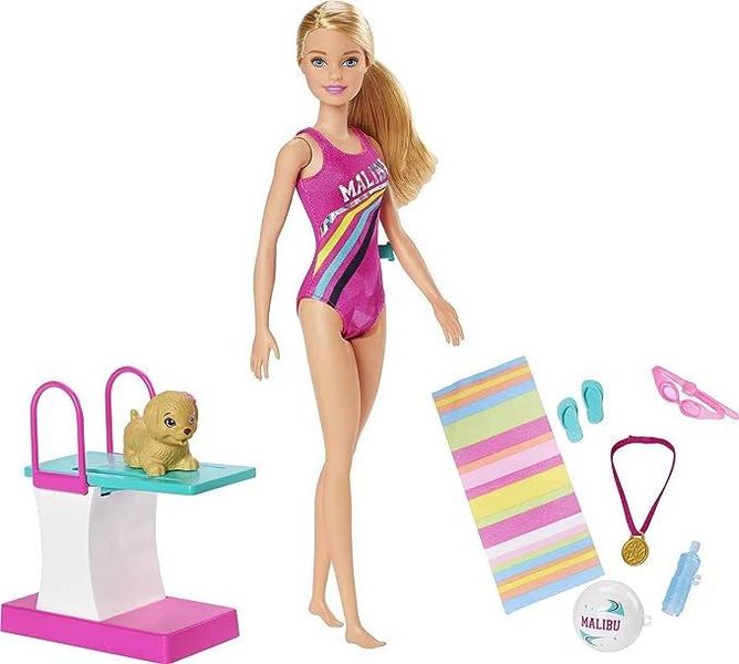 УЦІНКА (Примʼята коробка) Лялька Барбі Чемпіон із плавання Barbie Dreamhouse Adventures Swim 'n Dive Doll GHK23 КБ0092 фото