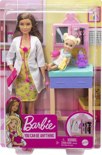 УЦІНКА (Прим'ята коробка) Barbie Барби Педиатр брюнетка Pediatrician Playset Brunette Doll GTN52 КБ0035 фото