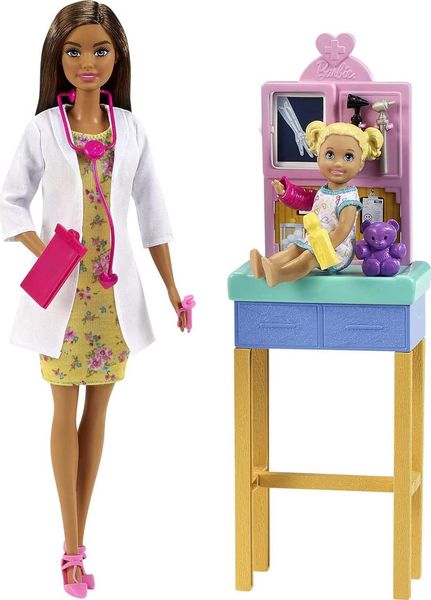 УЦІНКА (Прим'ята коробка) Barbie Барби Педиатр брюнетка Pediatrician Playset Brunette Doll GTN52 КБ0035 фото