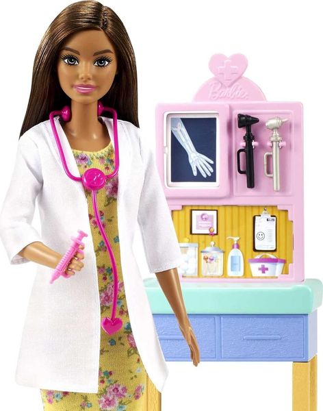 УЦІНКА (Прим'ята коробка) Barbie Барби Педиатр брюнетка Pediatrician Playset Brunette Doll GTN52 КБ0035 фото