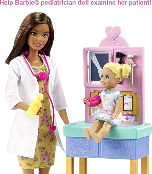 УЦІНКА (Прим'ята коробка) Barbie Барби Педиатр брюнетка Pediatrician Playset Brunette Doll GTN52 КБ0035 фото