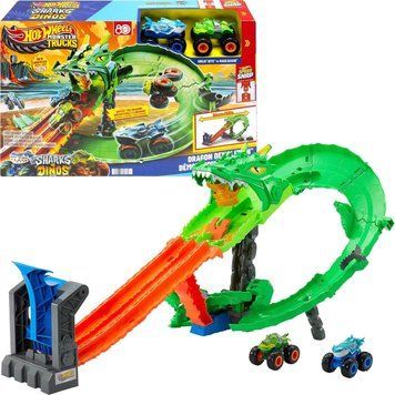 Игровой набор Hot Wheels Monster Trucks Драконичьи гонки с машинками JFR06 ХВ0065 фото