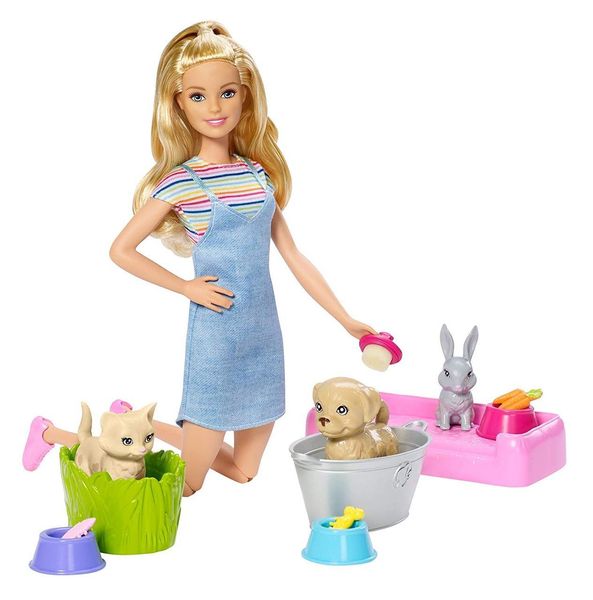 УЦІНКА (Примʼята коробка) Лялька Барбі Купай і грай (Barbie Play 'n Wash Pets Playset Blonde with Doll) КБ0022 фото