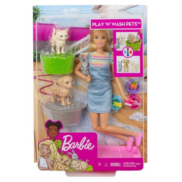 УЦІНКА (Примʼята коробка) Лялька Барбі Купай і грай (Barbie Play 'n Wash Pets Playset Blonde with Doll) КБ0022 фото