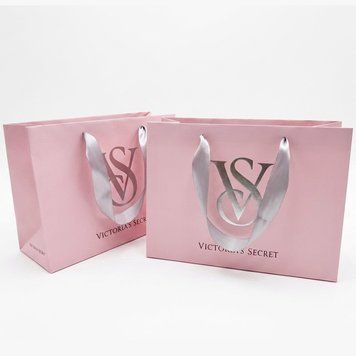 Пакет размер L+ 300*227*120 мм Victoria's Secret Розовый с Серебрянными атласными ручками ВС04042а фото