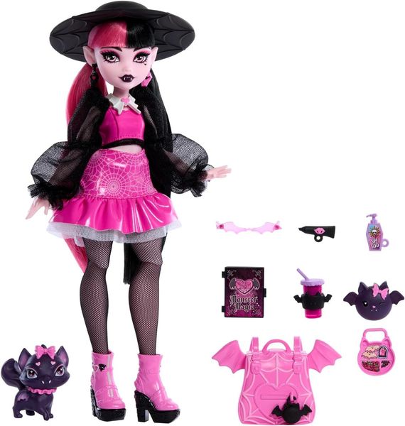 Кукла Монстер Хай Дракулаура с питомцем Monster High Draculaura with Pet Bat-Cat Count Fabulous HRP64 КМ0035 фото